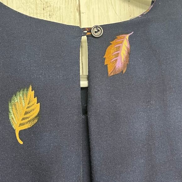 BF Classics Vintage 80s Fall Leaves Long Sleeve Teacher School Maxi Dress Plus - Picture 5 of 9